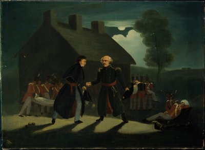 The Meeting of Wellington and Blucher at La Belle Alliance After the Battle of Waterloo by H. Baynes